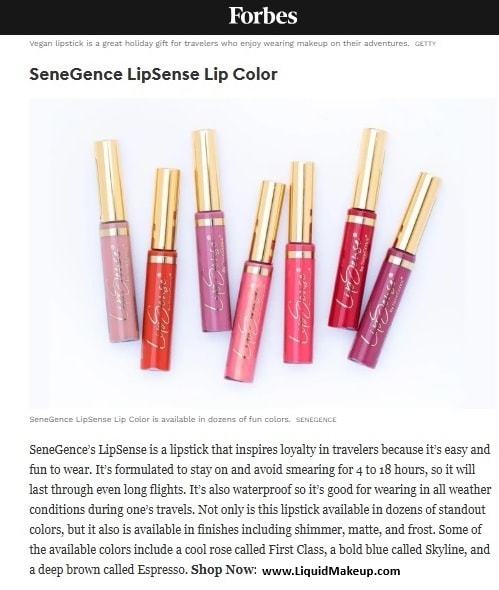 Forbes — SeneGence LipSense named Best Lipstick for Travel